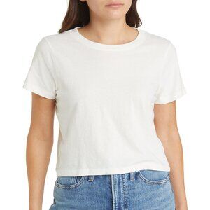 Madewell White Lakeshore Softfade Cotton Crop Tee Large Never Worn